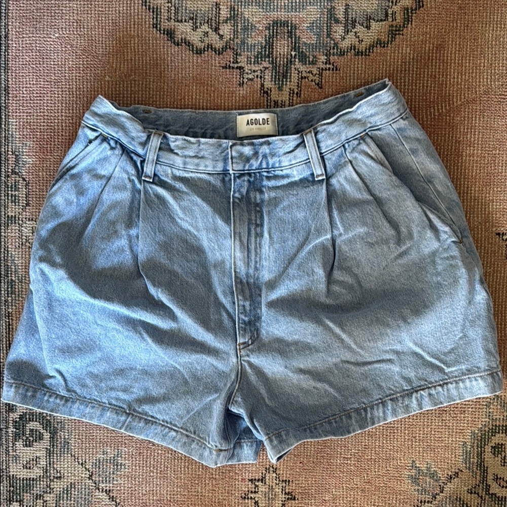 Agolde Light Blue Jean Shorts